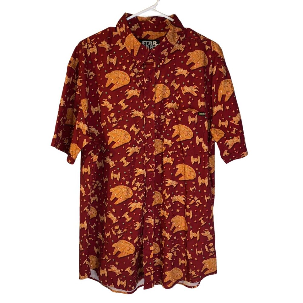 RSVLTS Men's Holiday Star Wars Button Down Shirt Size XL Christmas Rebel Crumbs
